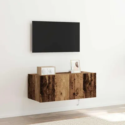 Obrázok produktu pre Maison Exclusive – TV skrinka na stenu, 80 x 35 x 31 cm, vyrobená z recyklovaného dreva a drevotriesky