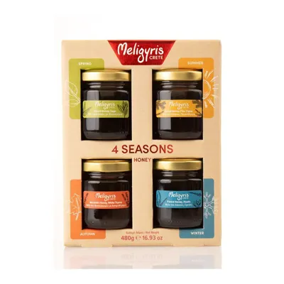 Immagine prodotto di Miele di Meligyris 4×120 g (480 g) da Creta Set 4 Stagioni Naturale