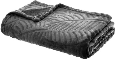 Produktbild von Eazy Living Fleece Kuscheldecke 150 cm x 125 cm Leaves Grau