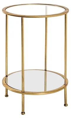 Beistelltisch rund, Metall gold, Glasplatte, Ø 38 cm, H 55 cm