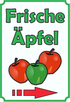 Produktbild von Verkaufsschild Schild Äpfel Hochkant mit Pfeil rechts A2 Rückseite selbstklebend