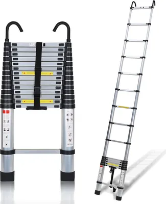 Produktbild von SWANEW Teleskopický rebrík s hákom Hliníkový rebrík strieborný 4,4 m