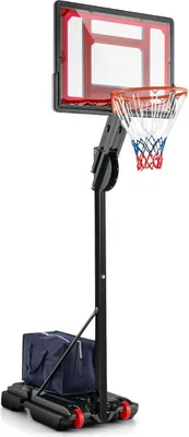 Produktbild von Höhenverstellbarer Basketballständer Basketballkorb mit Ständer & 2 Rädern 105-260 cm Schwarz