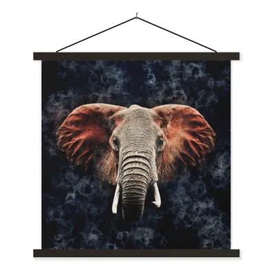 Produktbild von MuchoWow® Textilposter Elefant - Rot - Tiere 60x60 cm mit schwarzem Rahmen - Posteraufhänger