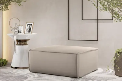Produktbild von Polsterhocker Designerhocker CELES PREMIUM 85x85 cm Stoff Opera Velvet Sand