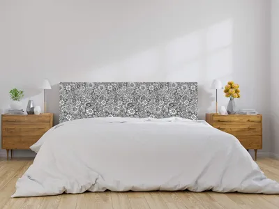 Produktbild von Dekorative Kopfteile für Betten mit Blumenmuster in Schwarz und Weiß