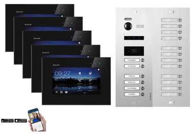 Produktbild von WLAN Video Türsprechanlage BALTER EVO 2-Draht BUS Komplettsystem für 18-Familienhaus Silber-Schwarz