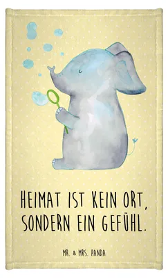 Produktbild von Mr. & Mrs. Panda handtuch gäste wc Elefant Seifenblasen - Gelb Pastell - Geschenk, Frotteehandtuch, Frotteetuch, Elefanten, Liebesspruch, Gäste-WC, gästehandtuch klein