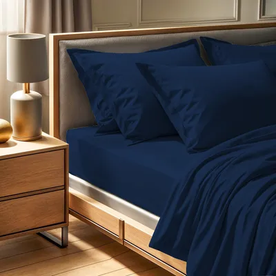 Produktbild von L'Essentiel Linge de Maison, Tonne Marie - Serra, Bettlaken für King-Size-Betten von Ranforce, 100 % BAUMWOLLE RANFORCE, Dunkelblau,  240 x 290 cm