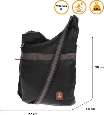 Produktbild von Christian Wippermann große Damen Tasche Umhängetasche Beuteltasche Handtasche Crossover Leder Optik Schwarz-Grau