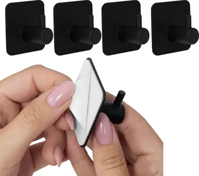 Produktbild von 4 x Wandaufhänger, 4 Haken, Schwarz