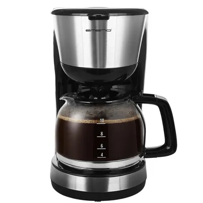 Productafbeelding van Emerio Koffiezetapparaat met Glazen Kan – 1,25 L Filterkoffie – 10 Kopjes – Uitneembaar Filter – Anti-drup – 1000 W – Zwart – CME-122933