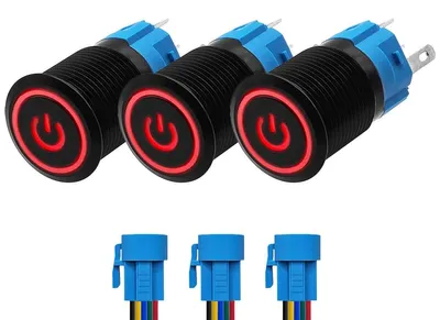 Produktbild von ProRide Drucktaster ON/OFF 16 mm, wasserdicht, rote LED, 3 Stück