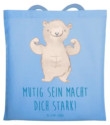 Produktbild von Mr. & Mrs. Panda dokumententasche Angst überwinden - Sky Blue - Geschenk, Trost, Mut, positivity, Tote Bag, Vertrauem, Kraft, Tasche, Liebe, Beutel, Jutebeutel, Stärke