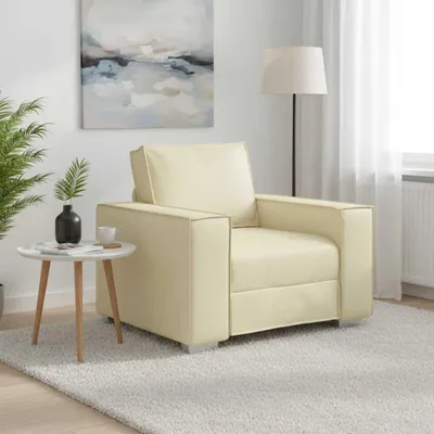 Imagen del producto de vidaXL Sofá-sillón color crema, 100 cm, tapizado en cuero sintético