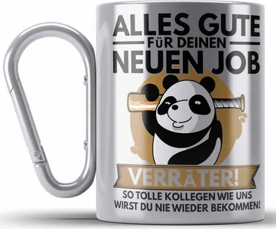 Produktbild von Trendation - Jobwechsel Edelstahl Tasse Karabiner Geschenk Neuer Job Abschied Abschiedsgeschenk Kollege Kollegin Alles Gute Für Den Neuen Job (Silber)