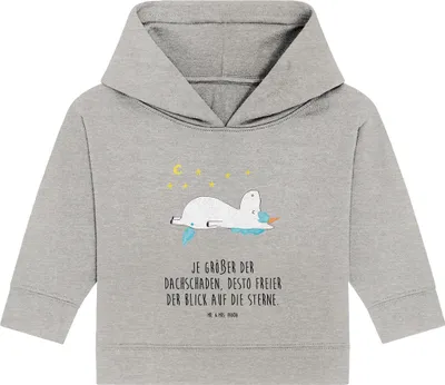 Produktbild von Mr. & Mrs. Panda Organic Baby Hoodie Einhorn Sternenhimmel 12. - 18. Monat - Heather Grey - Geschenk, Kapuzenshirt, Sterne, Kapuzensweatshirt, Einhörner, Unicorn