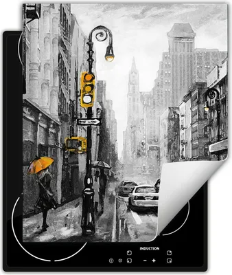 Produktbild von DarHaus Herdabdeckplatte 45x52 cm Anti Rutsch Matte Aufrollbar, grau - New York