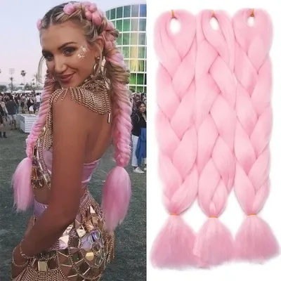 Produktbild von Kunsthaar Zöpfe 3 Stücke Jumbo Braid 24 Zoll 100g Kanekalon Rosa