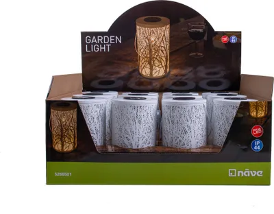 Produktbild von Näve Leuchten LED-Deko-Solarleuchte weiß LED-Deko-Solarleuchte weiß LED-Deko-Solarleuchte weiß, Lampe für den Außenbereich im Natural-Style, aus Kunststoff in weiß, 20 cm hoch, Ø 12 cm, LED Platine – mit Schiebeschalter