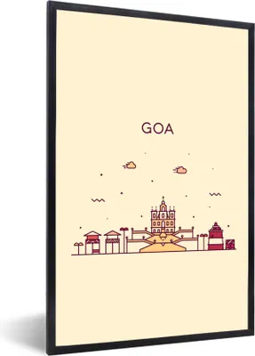 Produktbild von MuchoWow® Gerahmtes Poster Indien - Goa - Skyline 20x30 cm - Poster mit Schwarzem Bilderrahmen Wandposter Rahmen Foto Bilder - Drucken - Bilder Poster im Rahmen