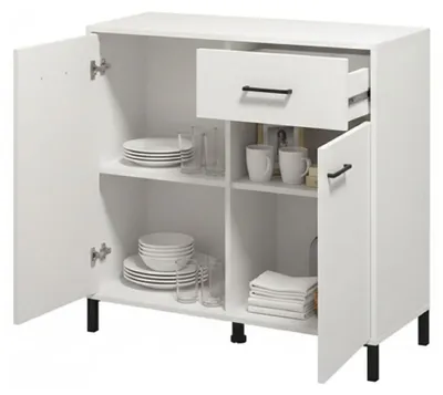 Image de Laerruu - Buffet, 93x40x90h cm Blanc, 2 Étagères