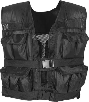 Image de Gilet lesté réglable - Gilet d'entraînement pour la force - Améliore l'endurance musculaire - Poids variable - Jusqu'à 30 kg - Noir