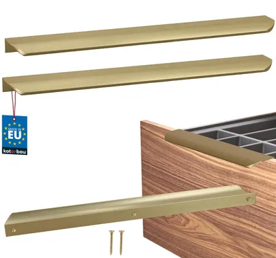 Produktbild von KOTARBAU® 2er Set Möbelgriff Schrankgriffe 340 mm Gold Matt ZnAl Hinterschraubgriffe Kantengriff Schubladengriffe Küche Modern