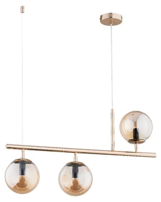 Produktbild von Pendelleuchte Glas Metall E14 H: max. 88 cm in Gold Bernstein 3-flammig Kugel Schirm Modern Hängelampe