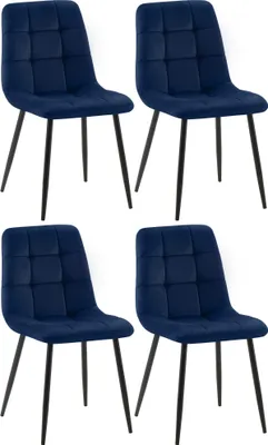Produktbild von CLP 4er Set Esszimmerstuhl Tilde gepolstert mit Rückenlehne bis 150 kg belastbar blau Material Samt