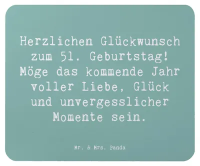 Produktbild von Mr. & Mrs. Panda Mauspad Spruch 51. Geburtstag - Meeresbrise - Geschenk, laptop, Happy Birthday, mousematte, Glück, Feier, Mousepad, Zuneigung, Lächeln, Mouse Pad