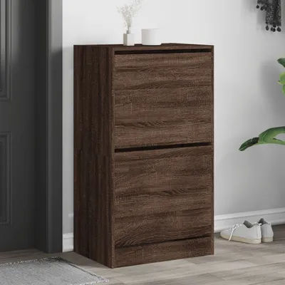 Obrázok produktu pre vidaXL Botník s 2 chlopňami Hnedý dubový vzhľad 60x42x108 cm