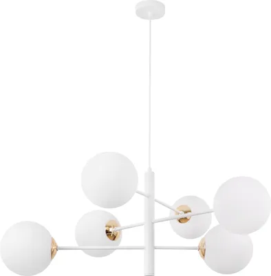 Obrázek produktu pro Závěsná lampa Vicenza bílo-zlatá 6 světel s bílými stínidly E14