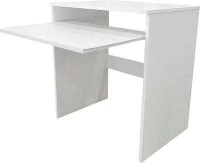 Produktbild von Schreibtisch - Computertisch - mit Ausziehbares Regal - Weiß - 70 x 50 x 75 cm - Eckschreibtisch - Arbeitstisch, Jugendschreibtisch - Bürotisch