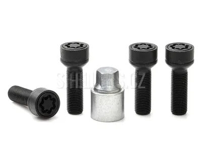 Obrázek produktu pro Pojistné bezpečnostní šrouby M14x1,5x40 kulová R13, klíč 17, SICUSTAR BVN540R13, Audi, Škoda, černé