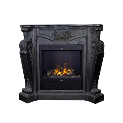 Immagine prodotto di Caminetto a vapore acqueo Xaralyn - Louis EAL-B - pietra naturale nera - riscaldatore da 1500 watt - con telecomando - caminetto elettrico Opti-Myst - caminetto da incasso incluso - caminetto decorativo