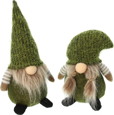 Produktbild von 2 Wichtel Grünmützen Textil grün 20+27cm