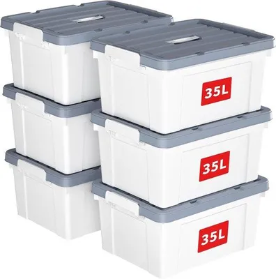 Produktbild von Famanu Aufbewahrungsbox 35L - 6er Set mit Deckel und Tragegriff