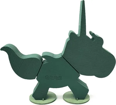 Produktbild von OASIS® Nass Steckschwamm Einhorn Latara mit Bioline Holzunterlage, Holzaufsteller, grün, 68x60x5cm - Nasssteckschaum