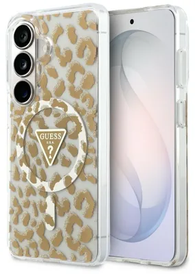 Zdjęcie produktu dla Etui Guess IML Leopard Print Triangle MagSafe do S26 brązowy