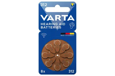 A package of VARTA hearing aid batteries, size 312.