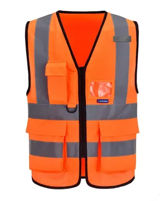 Produktbild von Sicherheitsweste Warnweste mit Reflektorstreifen Reißverschluss Taschen Arbeitsweste 3XL Orange