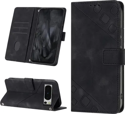 Obrázek produktu pro Pouzdro pro Google Pixel 8 Pro vyražené Flip kožené peněženkové pouzdro s funkcí stojánku černé