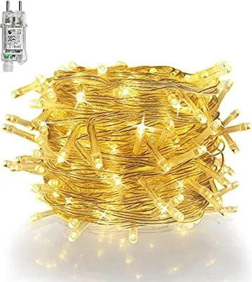 Produktbild von LED Lichtervorhang 3 x 3 m, 300 LEDs Warmweiß, 8 Leuchtmodi, Speicherfunktion, IP44, für Weihnachten, Hochzeit & Party