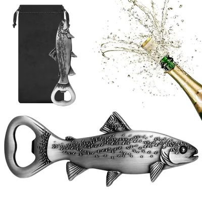 Flaschenöffner Forel, Zinklegierung, Angelgeschenk, silber