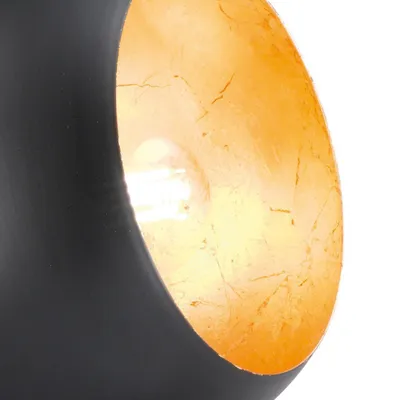 Obrázek produktu pro Malá kulatá kovová stolní lampa, stínidlo v matné černé barvě a zlaté uvnitř