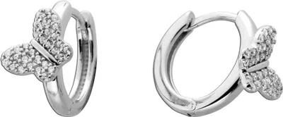 Produktbild von Schmetterling Creolen Silber 925 weiße Zirkonia Steine