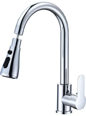 Image de Robinet de cuisine Benzoa® : mitigeur à levier unique avec douchette extractible, bec haut pivotant à 360°, 3 types de jets, montage rapide (environ 30 minutes)