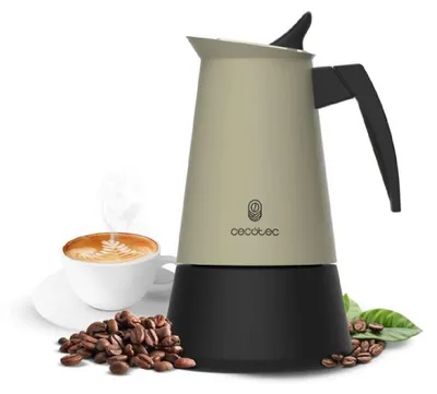 Produktbild von Italienische Kaffeemaschine Cecotec Piccolina 900 Green. 450 ml, 10 Tassen Kaffee, Edelstahl, Für alle Oberflächen geeignet, Premium-Filter
