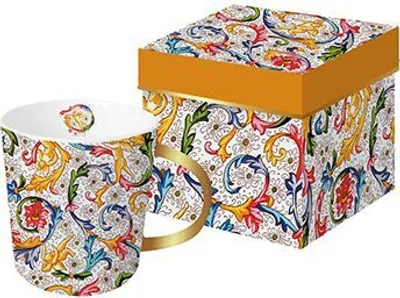 Produktbild von Kaffeebecher bunt gold, multicolor, Kaffeetasse Tassen Teetassen Henkelbecher Engel Putten